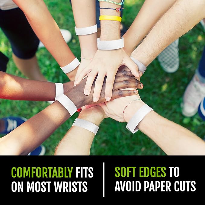 1,000 WristCo White Tyvek Wristbands for Events - Comfortable Tear Resistant Paper Bracelets ID Wrist Bands for Concerts Festivals Admission Party Identification