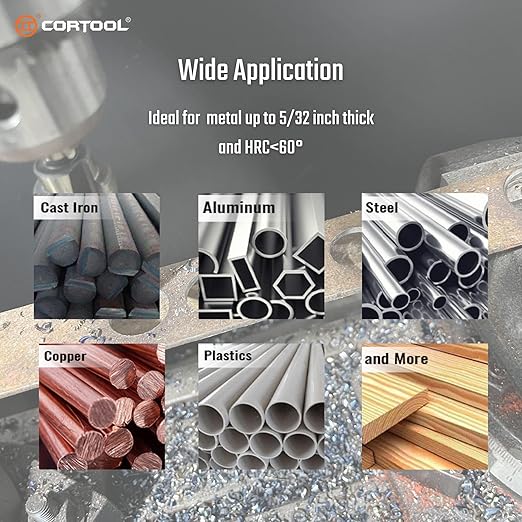 Step Drill Bit for Metal, HSS Step Drill Bit, CORTOOL Titanium High Speed Steel Step Drill Bits, Unibit Step Drill Bits (1/4" to 1-3/8" Step Bit)