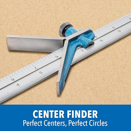 PEC Tools 4-Piece Hardened Combination Square Set - 4R 12”Machinist Blade, Cast Iron Head, Center Head, Combination Square with Level and Scribe Tool, Reversible Locking Bolt, Made in USA