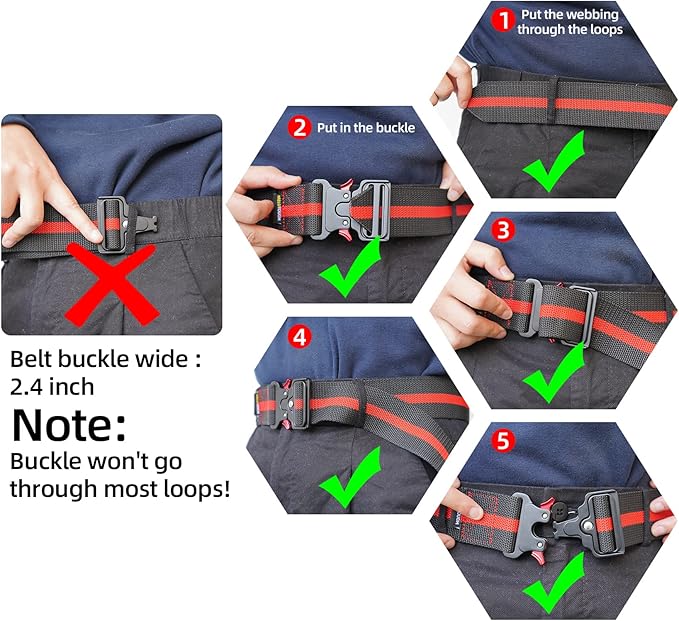MELOTOUGH 2" Nylon Web Work Tool Belt for Men with Heavy Duty Quick Release Rugged Metal Buckle outdoor men's belt Tool Belts （Blue）