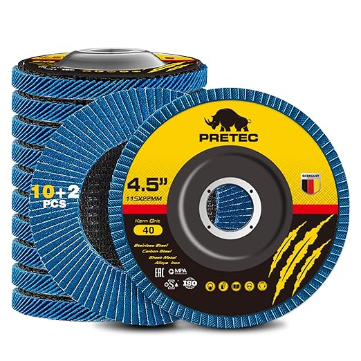Flap Discs 4 1/2 for Angle Grinder, 12 Pcs Flap Discs 40 Grit, 4.5" x 7/8" High Density Zirconia Type 27 Flap Sanding Disc for Grinding, Rust Removal, Sanding and Finishing - 12 Packs