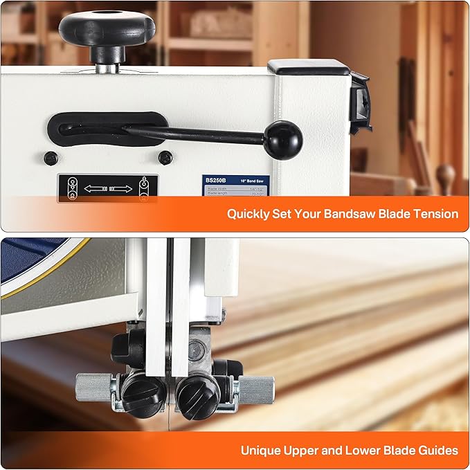 Band Saw, 10-Inch Bandsaw for Woodworking, 1515 & 3280 FPM Dual-Speed Bandsaw, 1/2 HP，120 V 5.3-Amp Motor, Band Saws with Double-Sided Fence Assembly, Steel Bandsaws with Miter Gauge