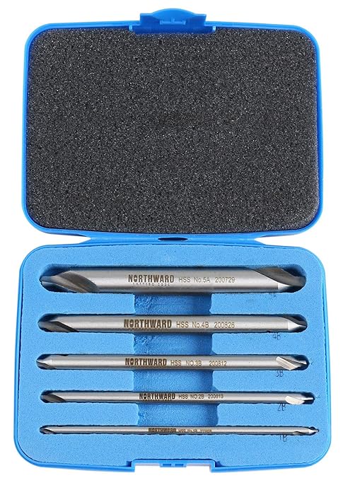 Accusize Industrial Tools (#1-#5), 3/64"-3/16" 5 pc H.S.S. M2 Long Series Center Drill Set, 4" Length, 3560-1001