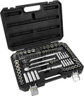 GreatNeck HC82U 82-Piece Mechanic's Tool Set – SAE & Metric, 1/4", 3/8", 1/2" Drive Socket Set, Chrome Vanadium, Posi-Grip No-Slip™, Reversible Ratchets, Storage Case Included