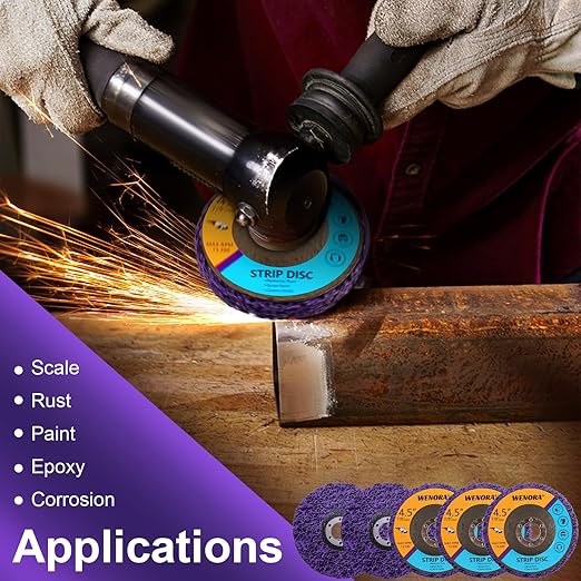 10 Pack Strip Discs Stripping Wheel for Angle Grinder, 4-1/2" x 7/8" Rust Remover Discs, Clean and Remove Paint Coating Rust Welds Oxidation(Purple)
