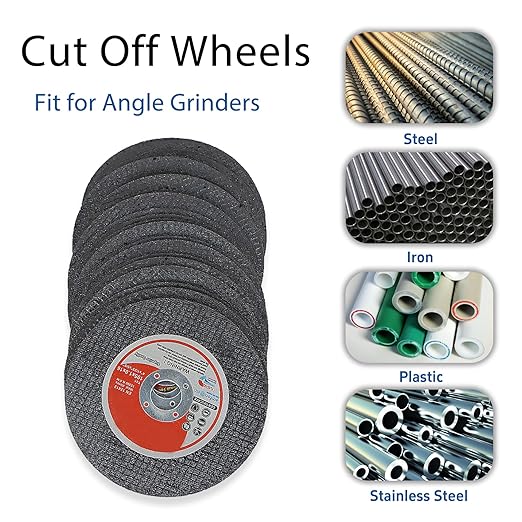 WFLNHB 100 Pack 4 Inch x 0.040 Inch x 5/8 Inch Metal and Stainless Steel Cut Off Wheels Fit for Angle Grinders