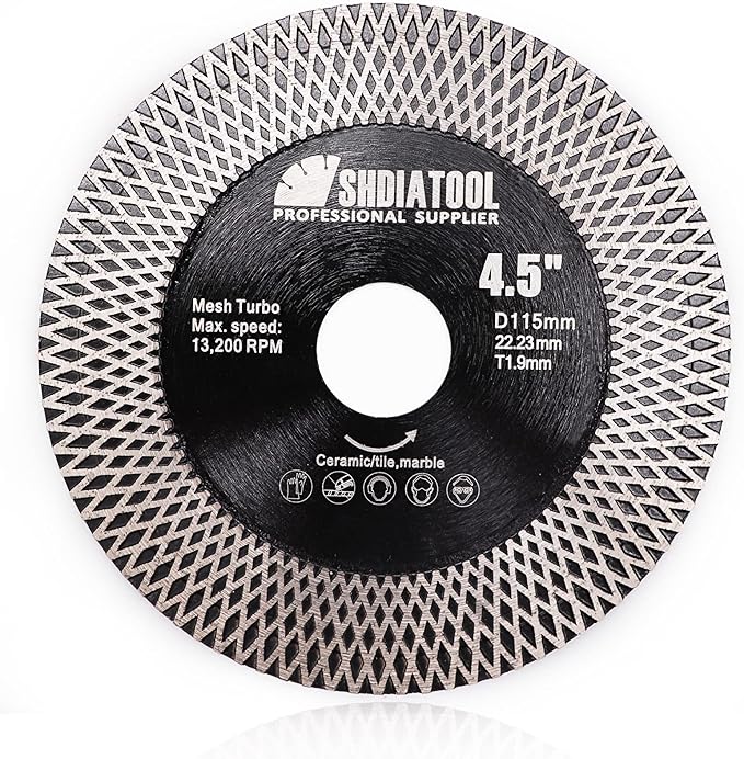 SHDIATOOL Tile Diamond Saw Blades Porcelain Cutter Disc for Dry/Wet Cutting Grinding Ceramic Marble Artificial Stone Diameter 4.5 Inches x 7/8 inch