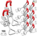 10PCS Adjustable Toggle Latch Clamp 550 lbs Toggle Clamp Latch Hasp Clamp GH-4002 Quick Release Pull Latch Silver Metal Draw Latch for Box Case Trunk, Smoker Door, Jig