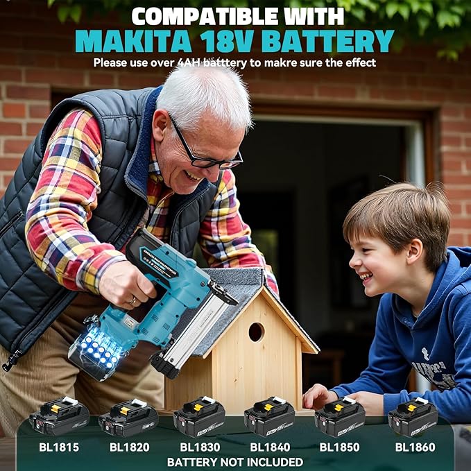 Ecarke Cordless Power Brad Nailers Compatible with Makita 18V Battery,18GA 2/5" to 1-1/4 Inch,2 in 1 Brad Nailer Battery Powered,Brushless Electric Nail Gun, 2 Mode Lightweight for Home Improvement