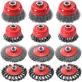 12 Pack Wire Wheel for Angle Grinder Set,4-1/2" Angle Grinder Wire Wheel & Wire Brush for Grinder - 5/8"-11 Arbor - Heavy Duty Wire Wheel for Rust Removal, Polishing - Durable Grinder Wire Wheel Combo