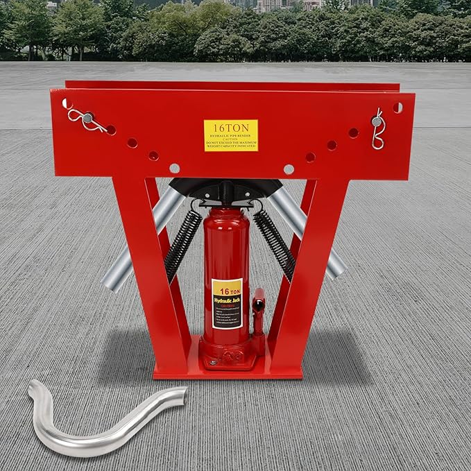 16 Ton Hydraulic Pipe Bender Manual Pipe Bending Machine Tube Bender Tool with 8 Bending Dies (1/2", 3/4", 1", 1-1/4", 1-1/2", 2", 2.5", 3") & Adjustable Guide Rollers 90-180° Bending for Pipeline