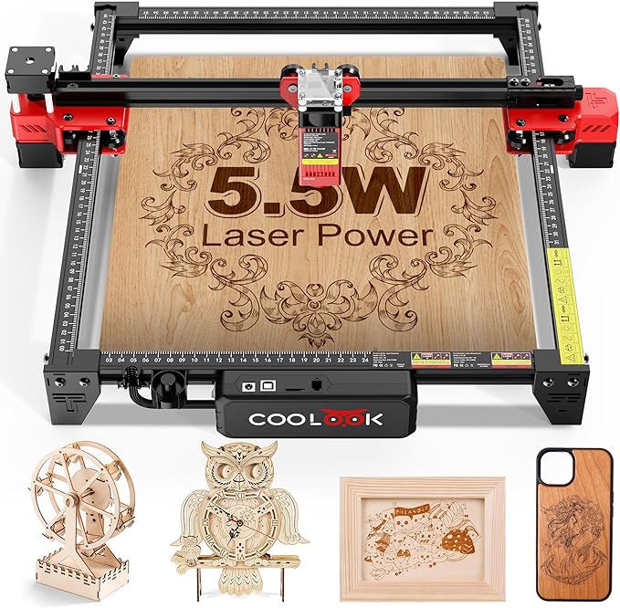 Laser Engraver CK1-55 Laser Cutter 40W, High Precision 5500mW Output, Quick Engraving 30000mm/min, Laser Engraving Machine for Wood Metal Leather