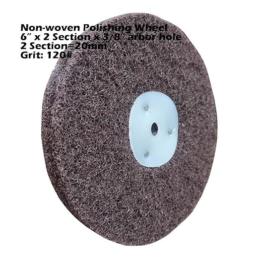 4PC 6 Inch x 2 Section Satin Non Woven Abrasive Polishing Wheel Kit for Bench Grinder, 3/8 Inch Arbor Hole, Includes Each 1PC 80#, 120#, 180# and 320#