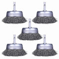 5 Pack Wire Cup Brush for Drill, Wire Brush for Drill 1/4 Inch Hex Shank, 0.012 Inch Coarse Carbon Steel- 3 Inch Wire Brush Drill Attachment