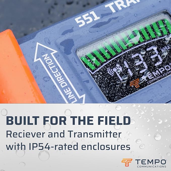 TEMPO 551 Advanced Underground Utility Locator, IP54-rated Underground Wire Locator, Buried Wire Locator, Dual-Frequency Underground Wire Tracer