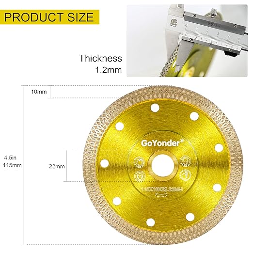 GoYonder 3 Pack 4.5"D115mm Super Thin Diamond Ceramic Saw Blade Porcelain Cutting Blade for Cutting Ceramic Or Porcelain Tile