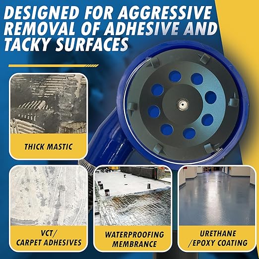 7" PCD Grinding Wheel for Epoxy, Glue, Mastic and Paint, 6 PCD Segments, 5/8"-11 Threaded Arbor