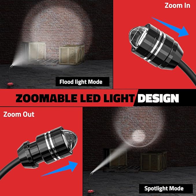 LIVOWALNY LED Work Light Compatible with Milwaukee Battery, 2PCS 20W 2000LM LED Flood Light with 12" Flexible Gooseneck and USB-A & Type-C Charging Port, Low Voltage Protection Flashlight (No Battery)