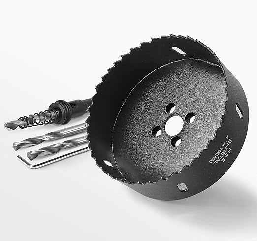 4 Inch Hole Saw with 3/8" Triangle Shank Quick Change Arbor, JTemgle Bi-Metal Hole Saw Heavy Duty Hole Cutting Tool for Cornhole Boards, Recessed Lights, Wood, Plastic, Drywall & Soft Metal