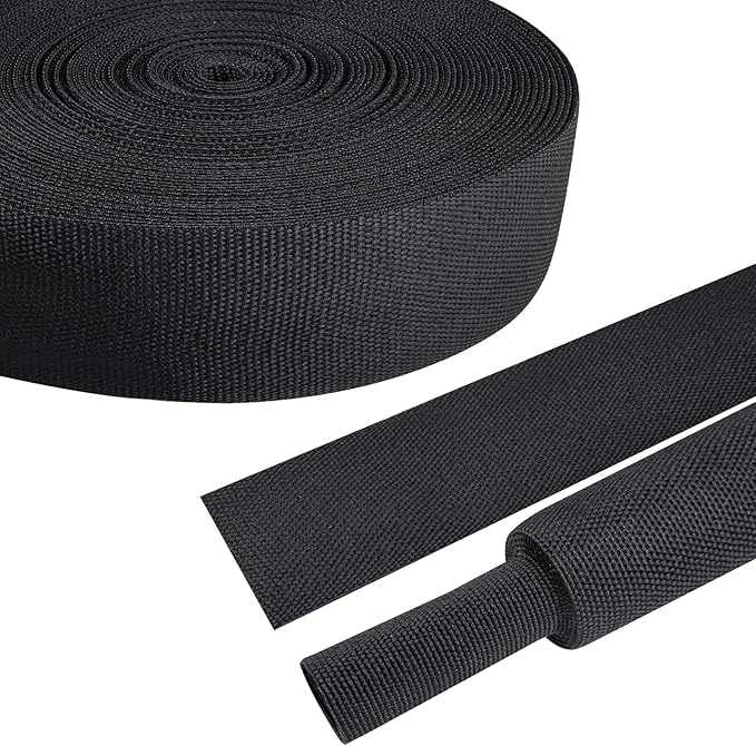50% Woven Wire Loom Heat Shrink Braided Sleeving Shrinkable Fabric Cable Sleeve Braid Hose Covering Protection for Automotive Wire/Harness/Sheath(1-3/8"-42ft)