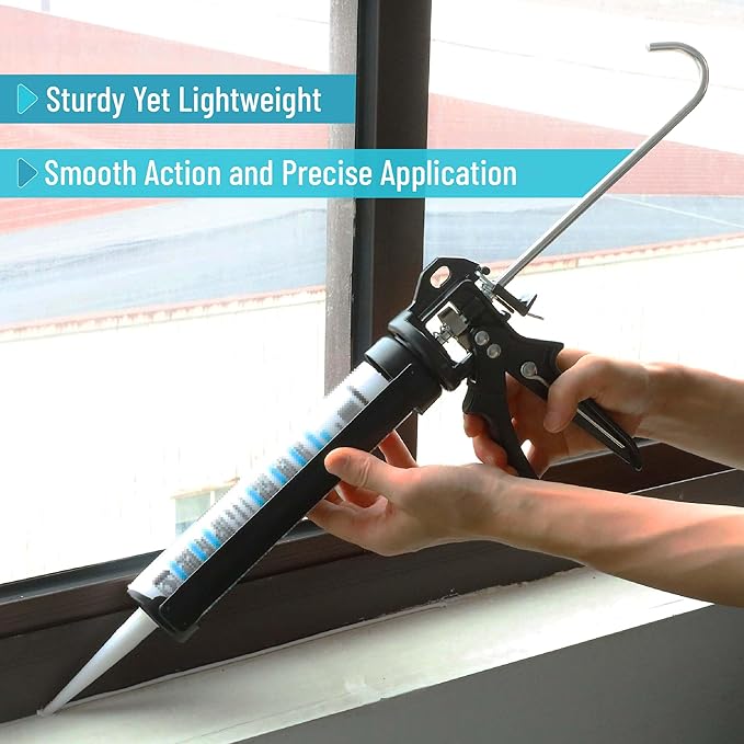 Bates- Heavy Duty Caulking Gun, 18:1 Thrust Ratio, Black, Caulking Tool Gun, Heavy Duty Caulk Gun No Drip Caulk Gun, Hand Caulking Guns Tool, Silicone Gun, Caulk Guns, Caulking Gun Dripless