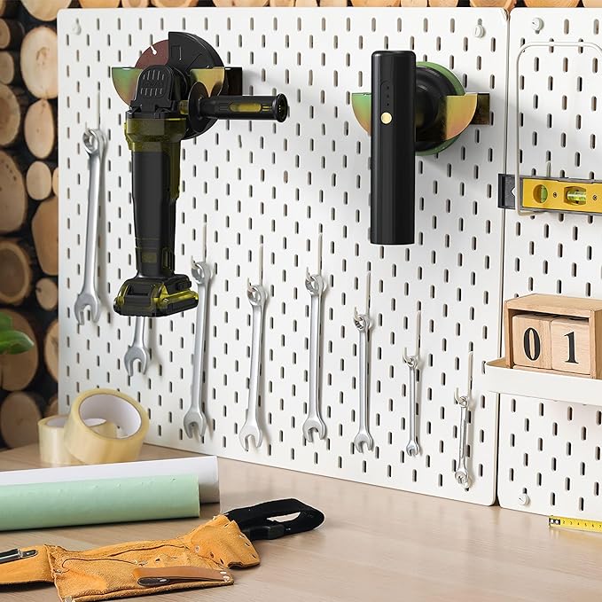4PCS Angle Grinder Holder Wall Mount, Heavy Duty Solid Steel Angle Grinder Hanger, Polisher Holder Stand, Angle Grinder Storage Rack For 5 inch Grinder, Buffer Polishers, Hand Sander, Impact Wrench