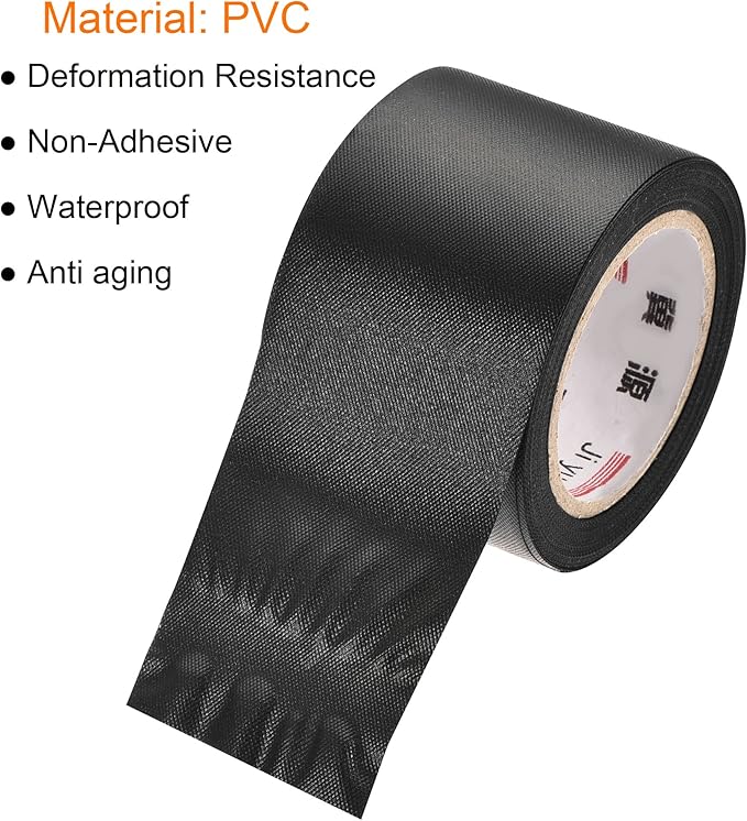 MECCANIXITY Pipe Wrap Tapes Non-Adhesive 4cmx12m Protective Waterproof Tube Protector for Air Conditioner HVAC Pipes, PVC Black Pack of 3