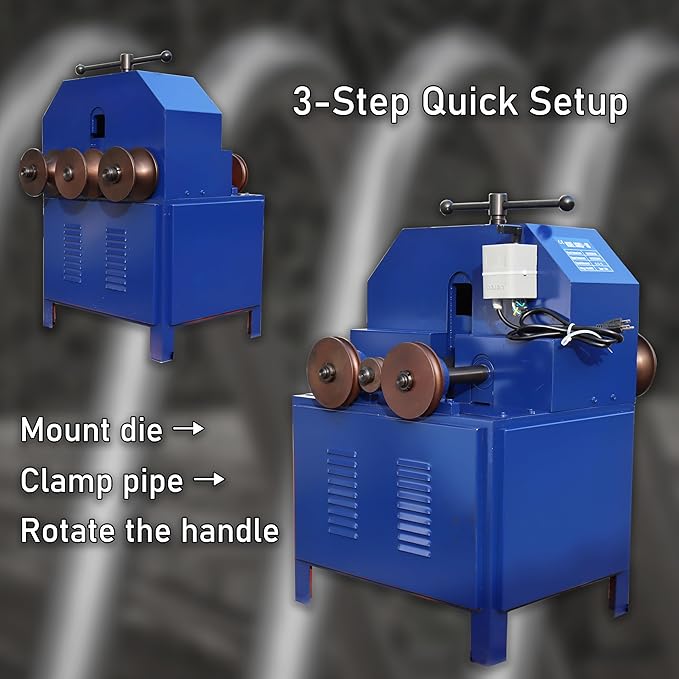 Rolling Tube Bender Machine Heavy-Duty 1500W Electric Pipe Bender 17 Die Set 1400RPM for Stainless Steel/Plastic Pipes Industrial Metal Bending Tool with Safety Lock
