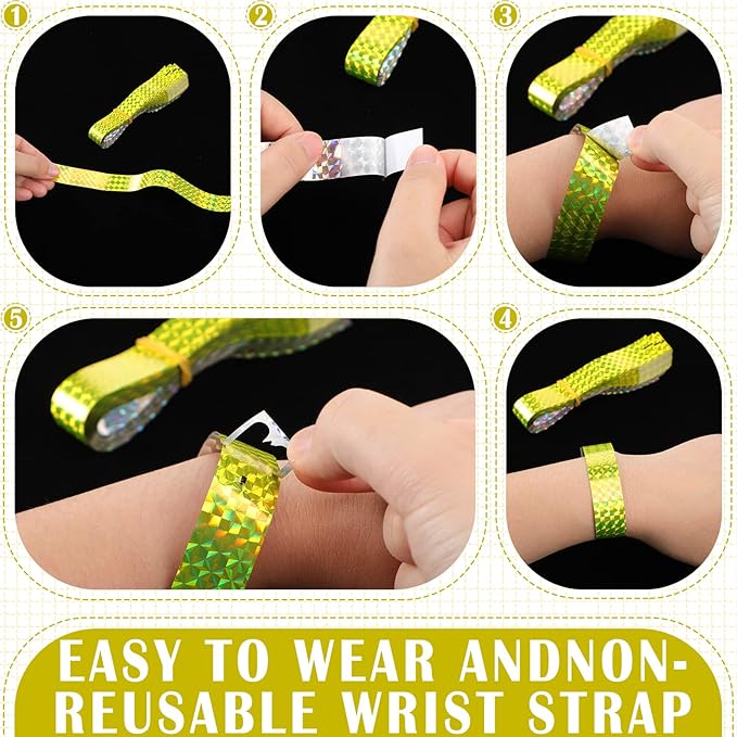 Epakh Paper Wristbands Neon Wrist Bands Waterproof Handbands for Events Lightweight Concert Wristbands Neon Colored Adhesive Wrist Band for Party