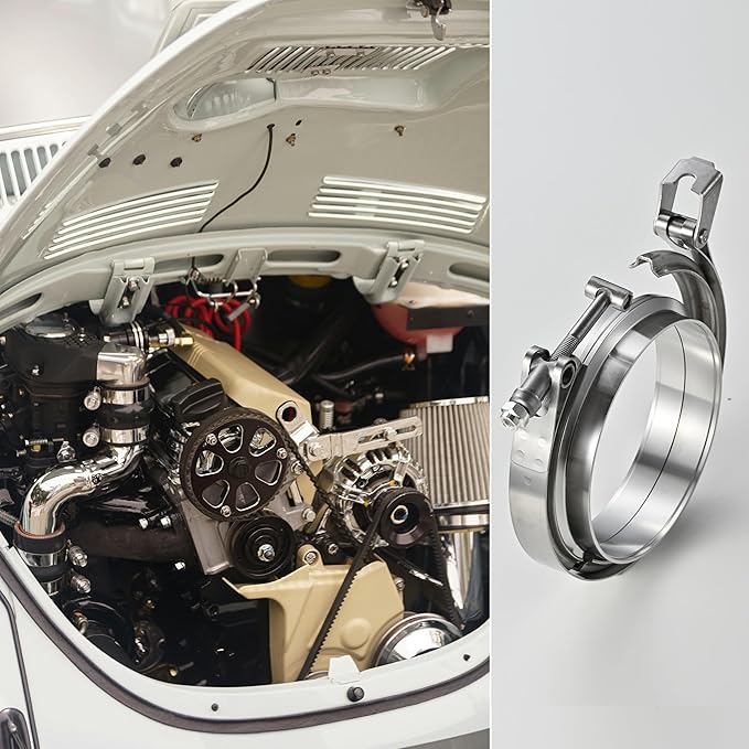 6-Inch V Band Clamp for 2006 6.0 Powerstroke Turbo & Exhaust Pipes – 304 Stainless Steel, One-Click Quick Release, Leak-Proof Design, 1 PCE (6.0)