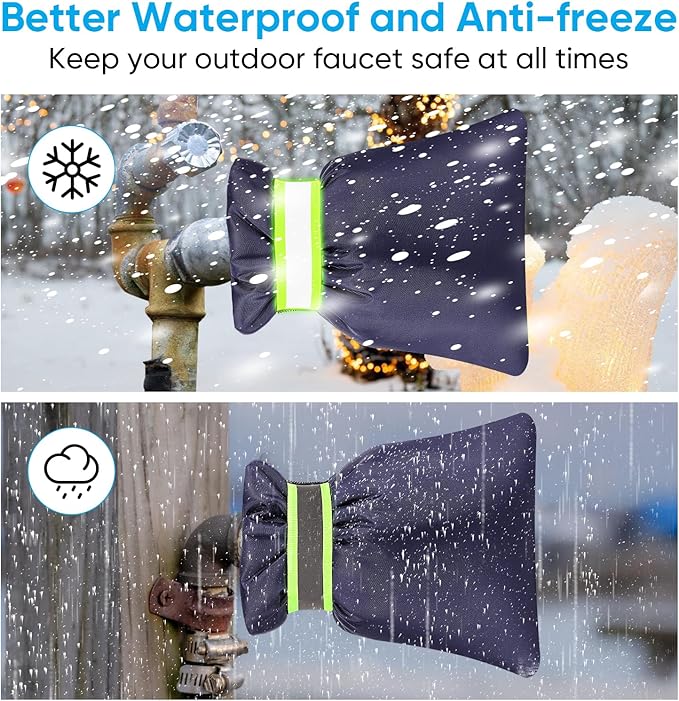 2Pack Outdoor Faucet Covers for Winter - Pro 6.7"W x 8.3"H Outdoor Water Faucet Covers Socks for Winter Freeze Protection Pipe Insulation Reusable Waterproof Insulated Spigot backflow Cover,Blue