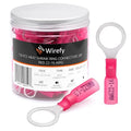Wirefy 150 PCS Heat Shrink Ring Terminals 3/8" - a Resistant Ring Connectors - Eyelet Wire Connectors - Red 22-16 AWG