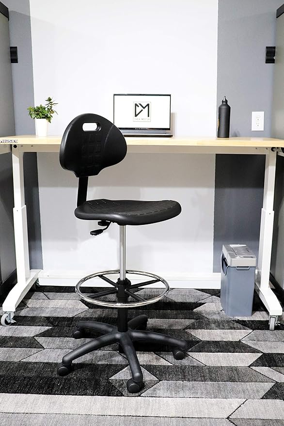Chair Master (Tall Bench Stool, Standard Casters Easy to Clean! Ergonomic Polyurethane Drafting Stool. Seat Height Range 23"-33". Heavy Duty Adj. Footring. for Home Office Lab Workstation.