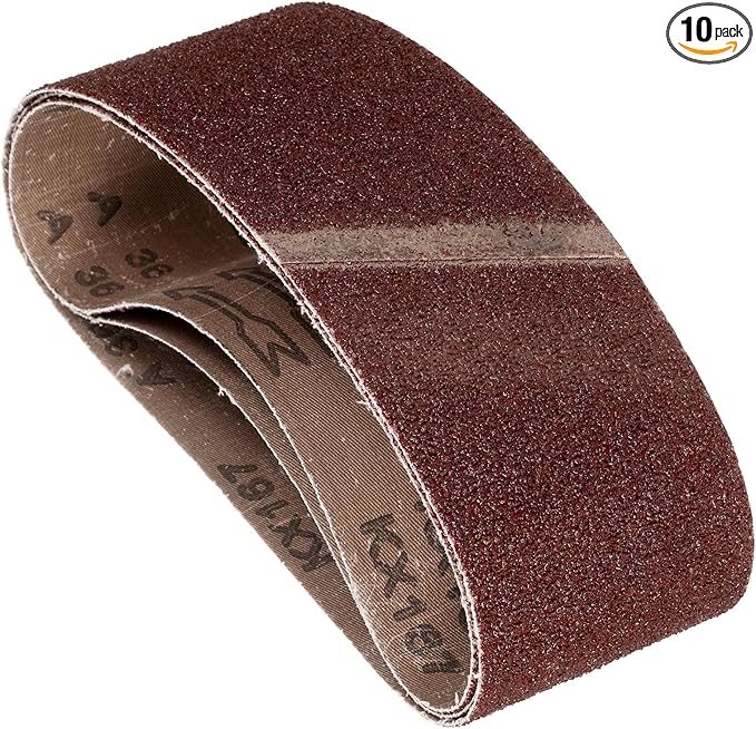 10 Pcs Sanding Belts 3 x 21 Inch 36 Grit Aluminum Oxide Abrasive Sandpaper for Belt Sander Metal Grinding Wood Working Weld Rust Removal