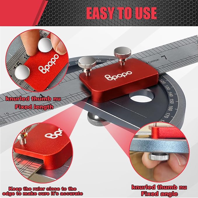 Upgrade Stainless Steel Angle Protractor– Precision 0°-180°Angle Finder for Marking Angle,Straight Line Scribe, Woodworking Angle Measuring Tools, Ruler Included
