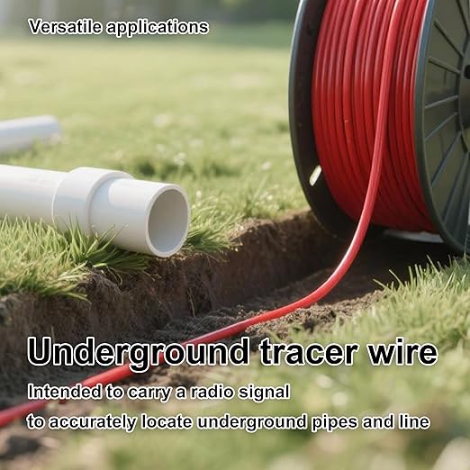 14 AWG Tracer Wire 600V Solid Conductor Direct Burial, (1000FT),Underground Tracer Wire for Locating Underground Pipes Line Gas Water Sewer Pipe and Fiber Optic,ROYA WYRE Cable Technology