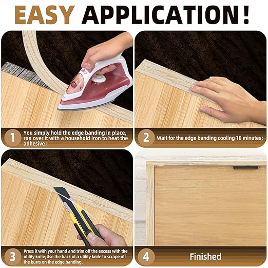 GSCIT Club Oak Edge Banding, 1 1/2 inch x 500ft roll of Wood Veneer Edge Banding Pre-glued Flexible, Real Wood Tape Banding for Cabinet Repair Furniture Restoration