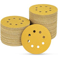 100PCS 5 Inch 8 Hole Sanding Discs 150 Grit,Gold Round Hook and Loop Sandpaper for Random Orbital Sander