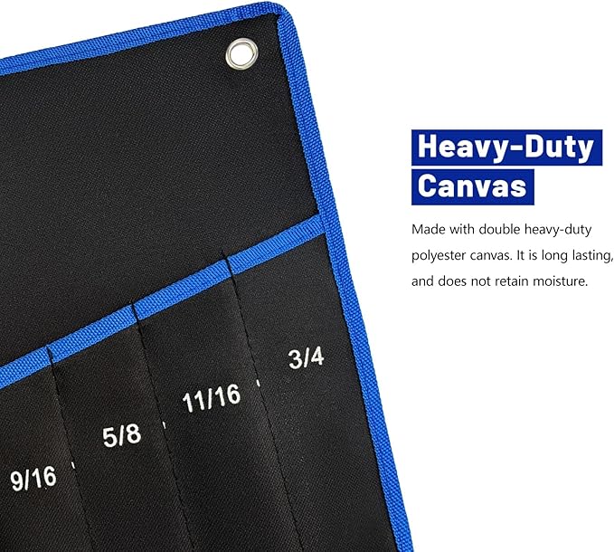 2 Piece Tools Wrench Roll Up Pouch - Wrench Organizer Roll & Wrench Storage Pouch With SAE & Metric Labels (14 pockets+10 pockets)