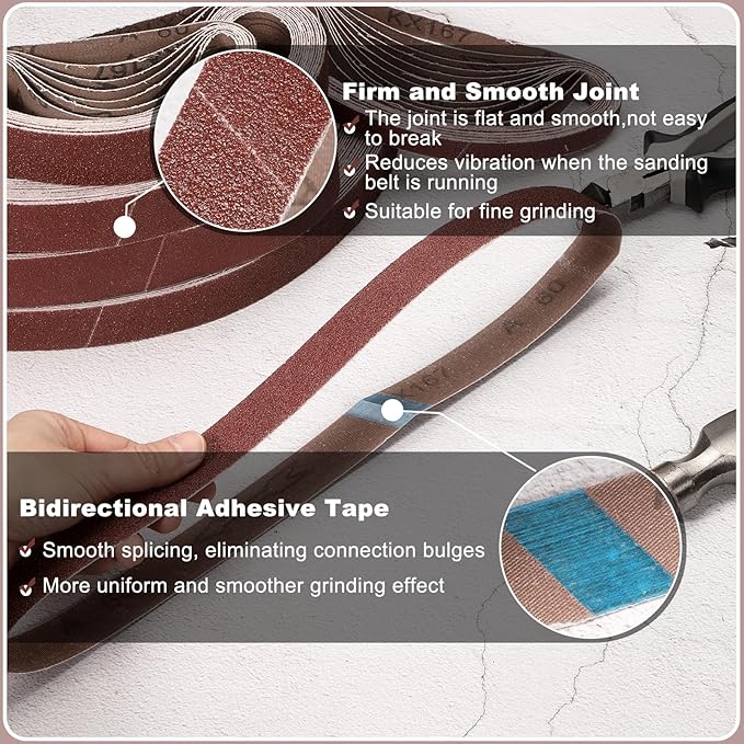 HARFINGTON 3/4 x 12 Inch Sanding Belts, 10 Pcs 80 Grits Aluminum Oxide Abrasive Belt Sander File Belt for Woodworking, Metal Polishing, Knife Sharpener