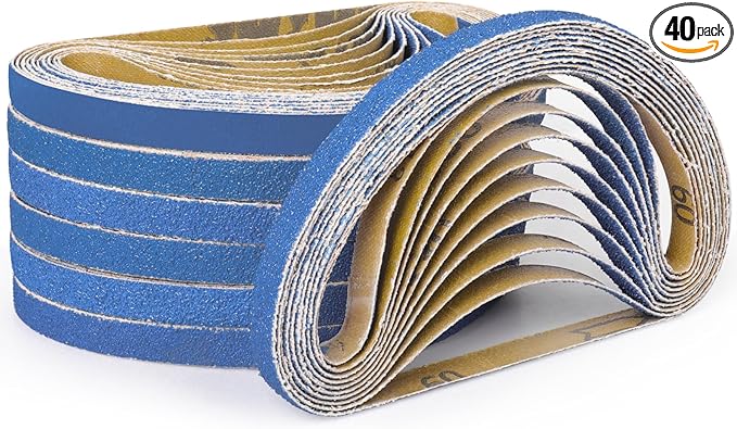 40-Piece 3/8 x 13 Inch 40-400 Grit Zirconia Sanding Belts, Heavy Duty Long-lasting Mini Sanding Bands for Belt Sander, Rust Paint Removal, Wood Metal Grinding and Finishing