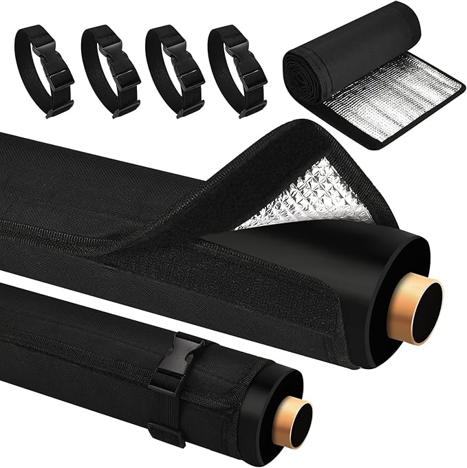 Pipe Insulation, AC Pipe Insulation Outdoor 600D Oxford HVAC Insulation Wrap - 72x10.2 Inch AC Covers for Outside, Easy Install with 3 Adjustable Straps, Black
