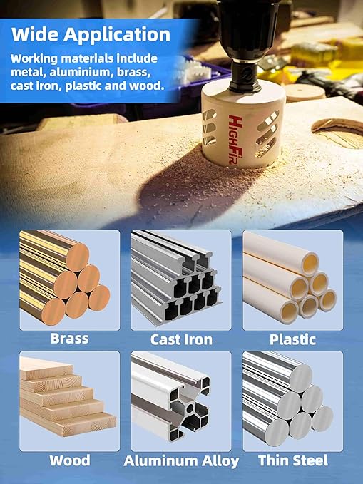 HIGHFIRE 13pcs Hole Saw Set,Bi-Metal Hole Saw Kit, M42 Bi-Metal Hole Cutter Set with General Purpose 3/4" to 2-1/2"