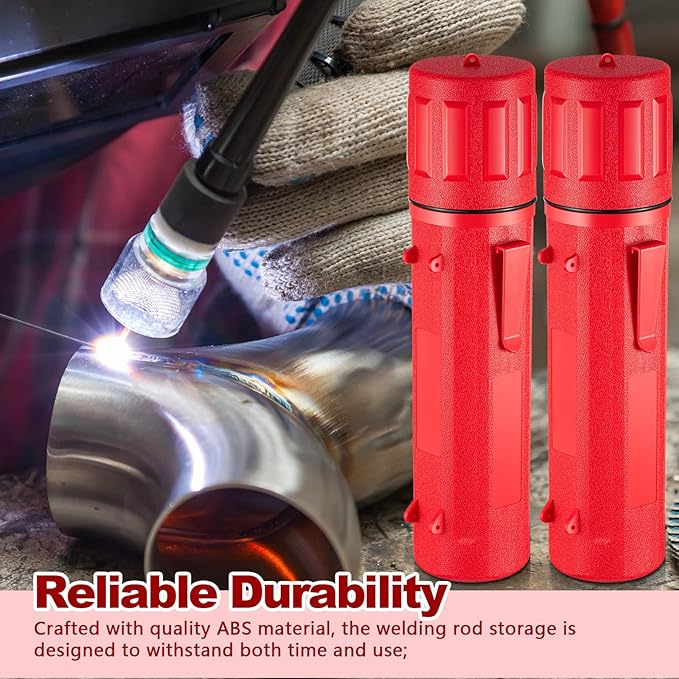 Zonon 2 Pcs Welding Rod Storage Tube 14 Inch Stick Welding Electrode Storage Tube Airproof Welding Rod Holder Waterproof Welding Rod Container for Welding Rod Canister(Red)