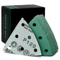 3.5" (93mm) 6-Hole 120 Grit Triangle Sanding Sheets - Fits Festool Rotex RO 90 Delta - Heavy-Duty Hook & Loop Film Disc Abrasives - Sandpaper for Detail Sanders - 50 Pack Box