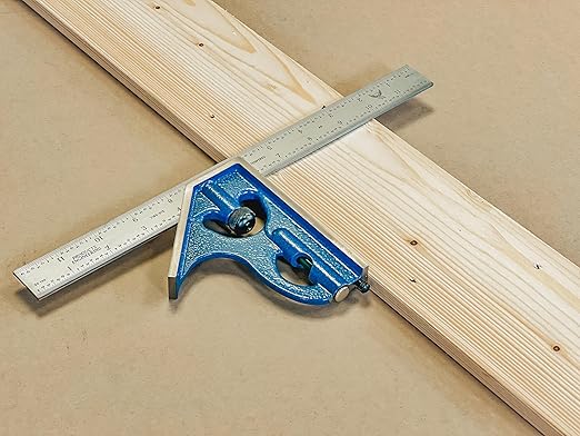 PEC Tools 2-Piece Combination Square Set - 4R 6” Machinist Blade Cast Steel Head, Reversible Locking Bolt, Scribe, for Metalworking, Carpentry and Multiple Applications, Made in USA