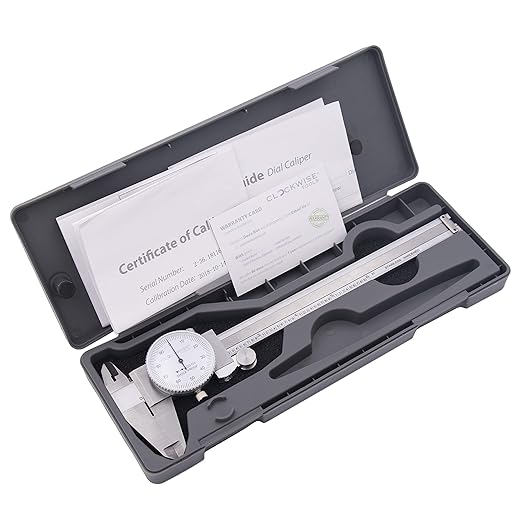 Clockwise Tools DDLR-0605 Pro Dial Caliper 0-6 Inch Double Shock Proof Stainless Steel Body SAE Measuring Tool
