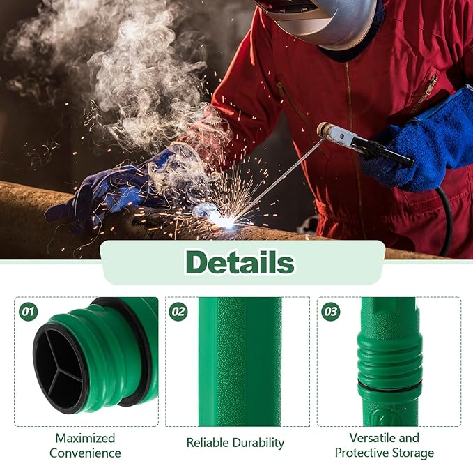 Tandefio 2 Pcs Welding Rod Storage 40 Inch Tig Rod Storage Canisters Welding Electrode Holder Airproof Waterproof Welding Rod Container (Green)