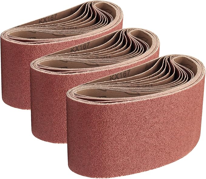 18 PCS 4x24 Sanding Belts, Belt Sander Paper 4x24 Inch Alumina Oxide,6 Each of 40 60 80 Grits,18 Pack