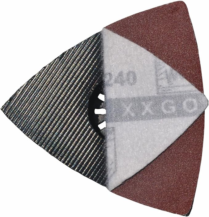 XXGO 60 Pcs 240 Grits 3-1/8 Inch 80mm Triangular Oscillating Tool Sanding Paper for Wood Sanding Fit 80mm Triangular Multi Tool Sanding Pads XG8020240